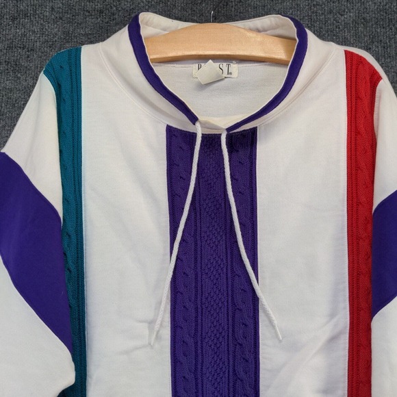 Blast Men's Pullover Sweater White Purple Colorful Striped Size 2X - Picture 7 of 13